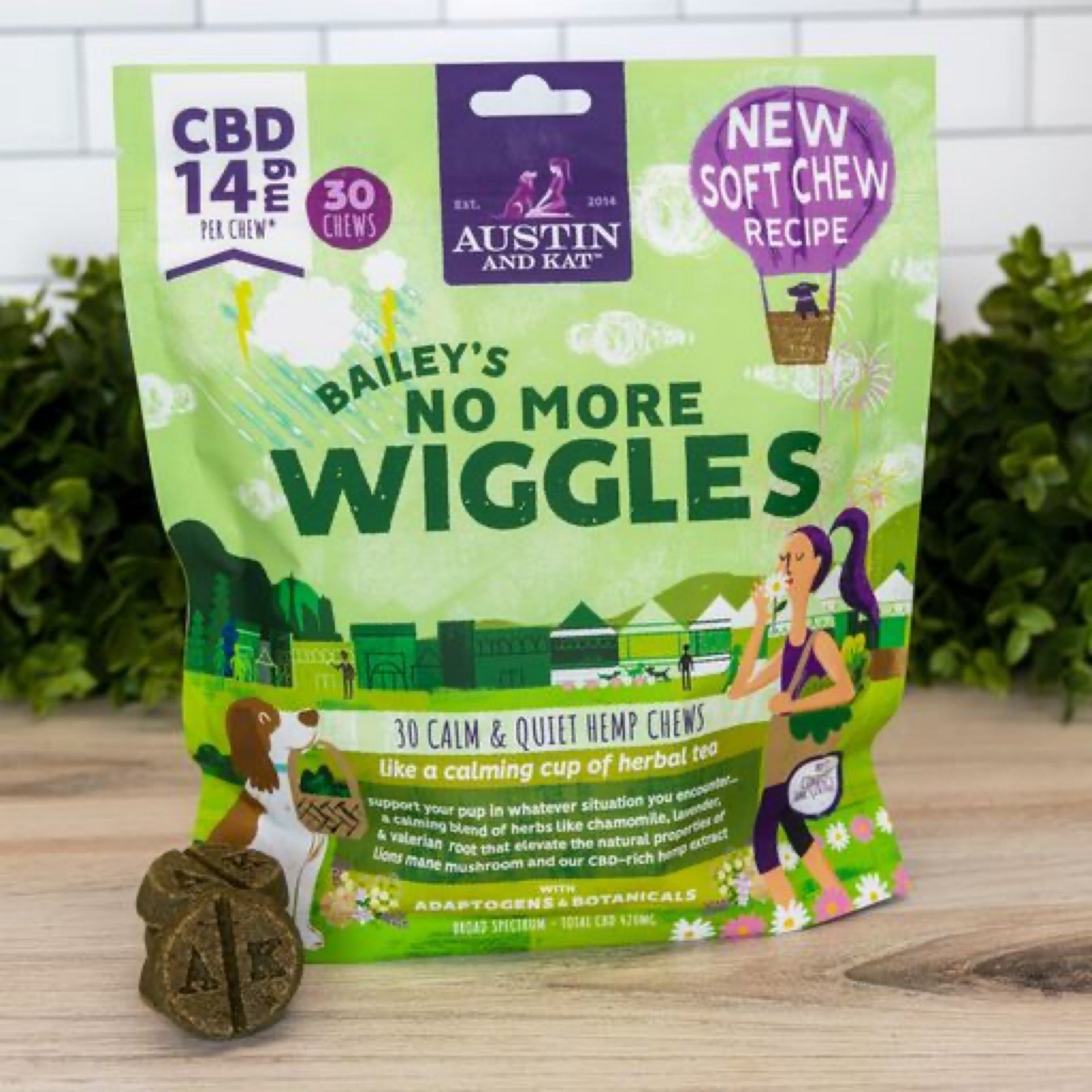Austin and Kat No More Wiggles 14mg CBD Dog Treats Pure Vita